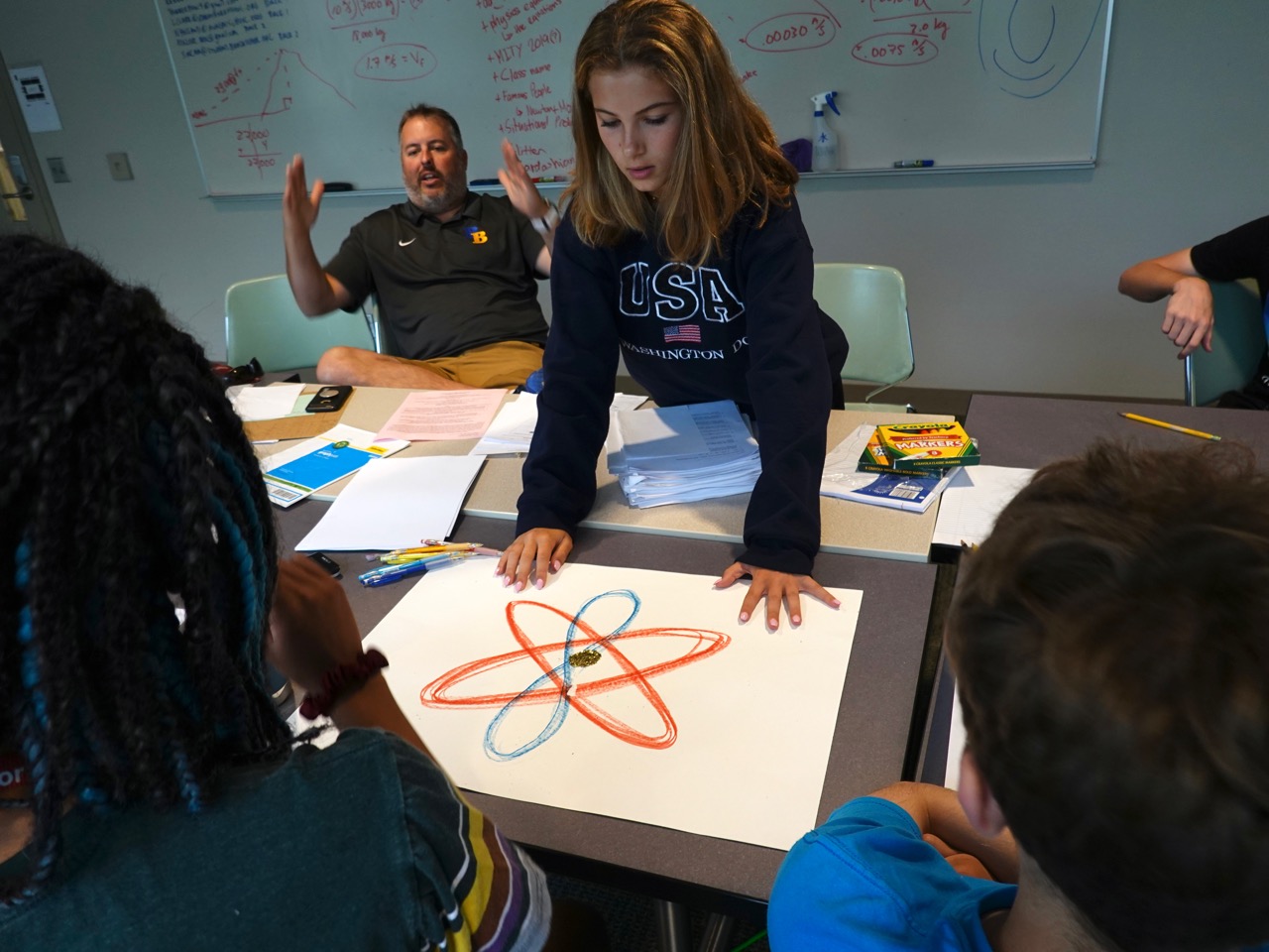 AstroPhysics Class ExplorSchool student looking at atom